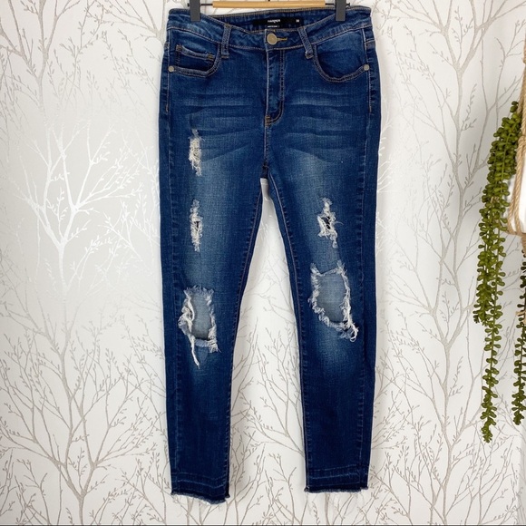 HARPER Distressed Released Hem Stretch Skinny Jean Destroyed - Picture 2 of 14